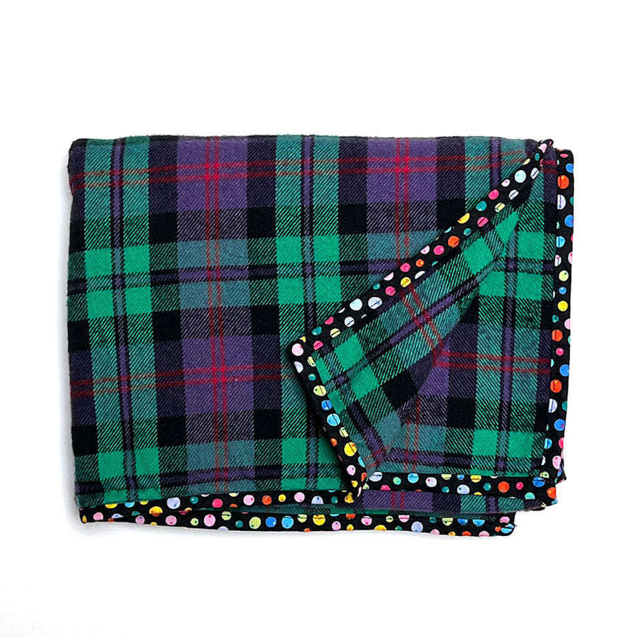 Purple, Green, Red, Black Plaid Flannel Scarf