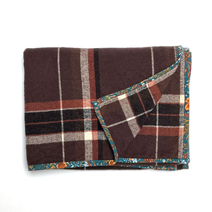 Brown, Rust, Cream Plaid Flannel Scarf