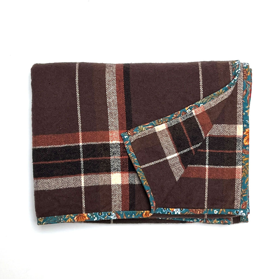 Brown, Rust, Cream Plaid Flannel Scarf