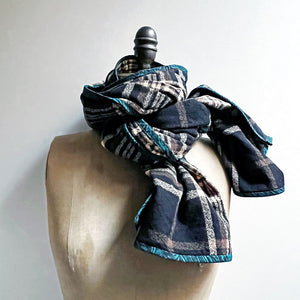 Black, Brown & Cream Check Flannel Scarf
