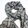 Grey, Black & Cream Plaid Flannel Scarf