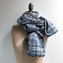 Grey, Black & Cream Plaid Flannel Scarf