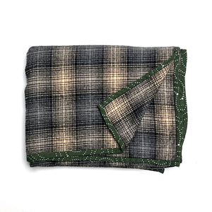 Grey, Cream, Black Plaid Flannel Scarf