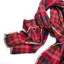 Red, Rust, Coral Pink & Black Plaid Flannel Scarf
