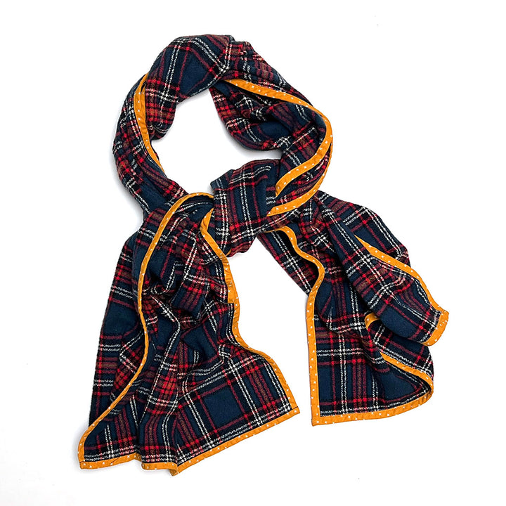Blue, Red, Cream Plaid Flannel Scarf
