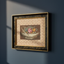 Flowers and Basket - Original Vintage Chromolithograph in Vintage Frame