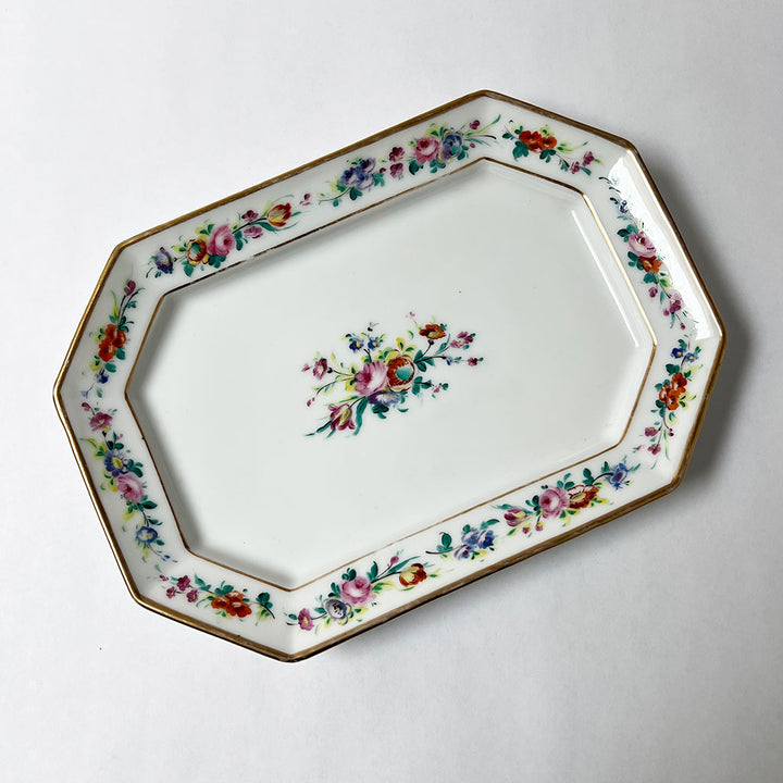 Vintage Ceramic Tray with Floral Decoration