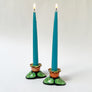 Vintage Hand Painted Floral Ceramic Candle Holders Made in Japan (Set of 2)