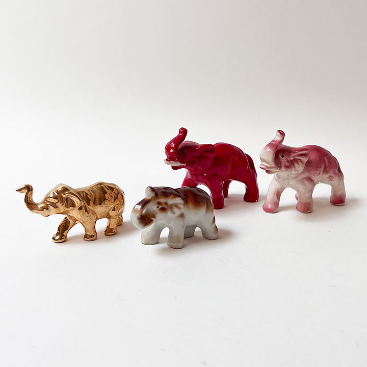Vintage Porcelain Elephants Made in Japan (Set of 4)
