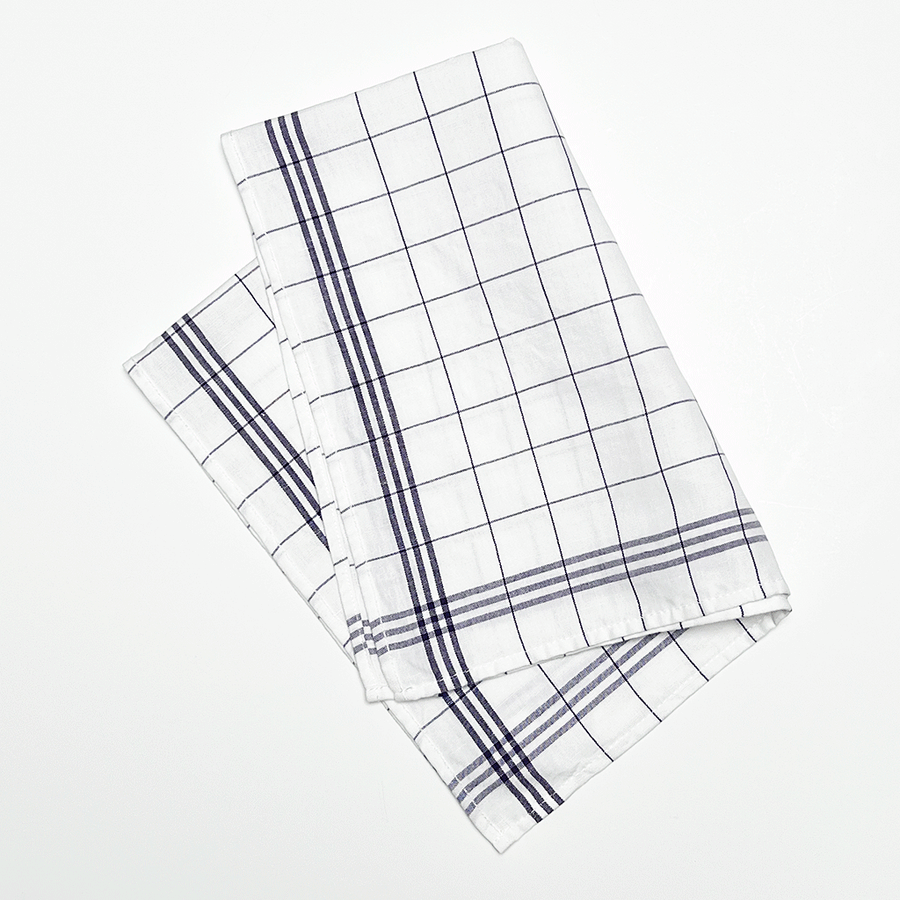 Classic French Tea Towel in Blue & White Plaid (Set of 2)