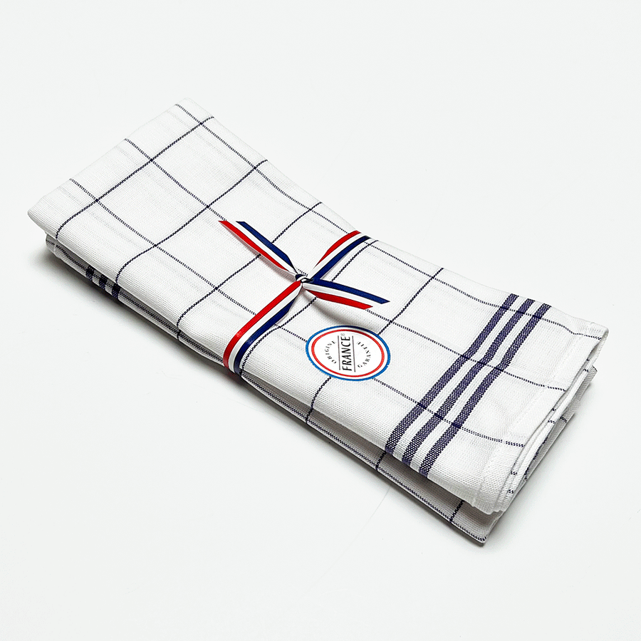 Classic French Tea Towel in Blue & White Plaid (Set of 2)