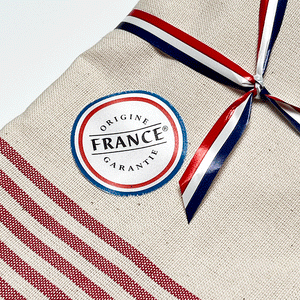 Classic French Natural Cotton Tea Towel with Red Stripes (Set of 2)