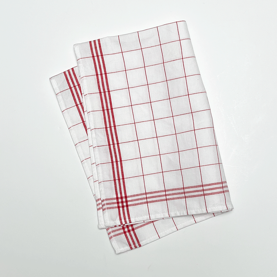 Classic French Tea Towel in Red & White Plaid (Set of 2)