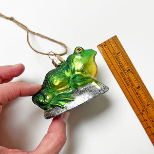 Frosted Frog Glass Ornament
