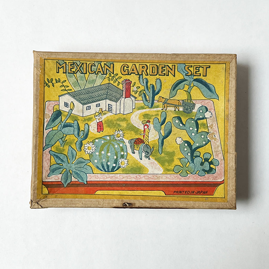 Vintage Miniature Ceramic Garden Set in Original Box Made in Japan