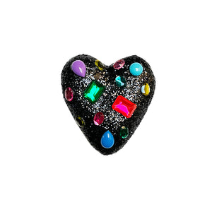 Gem Encrusted Heart Wall Art: Black