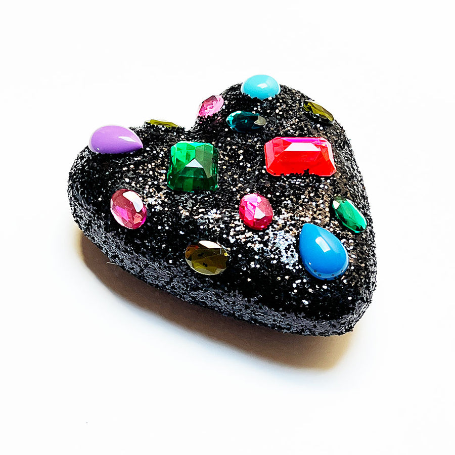 Gem Encrusted Heart Wall Art: Black