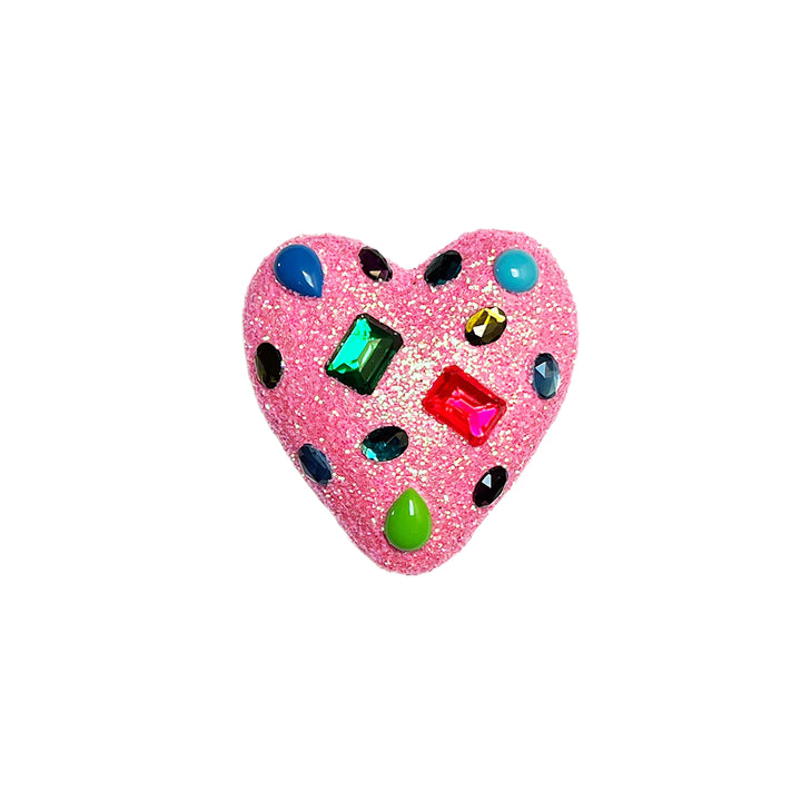 Gem Encrusted Heart Wall Art: Pink