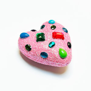 Gem Encrusted Heart Wall Art: Pink