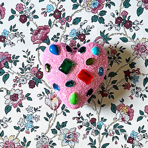 Gem Encrusted Heart Wall Art: Pink