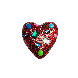 Gem Encrusted Heart Wall Art: Red