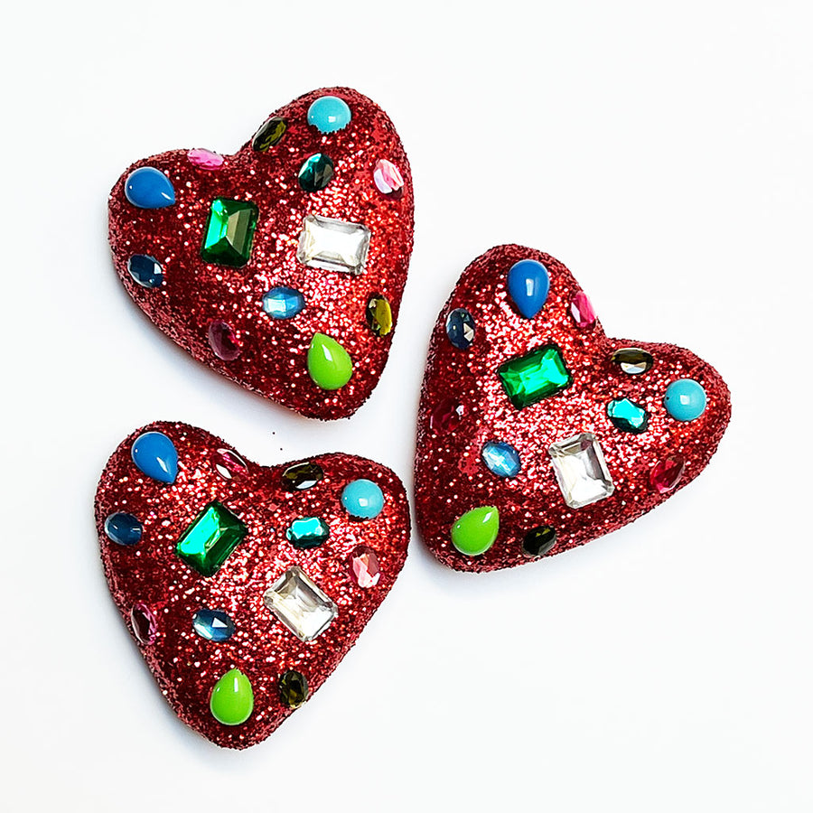 Gem Encrusted Heart Wall Art: Red