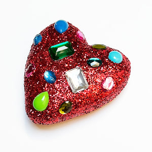 Gem Encrusted Heart Wall Art: Red