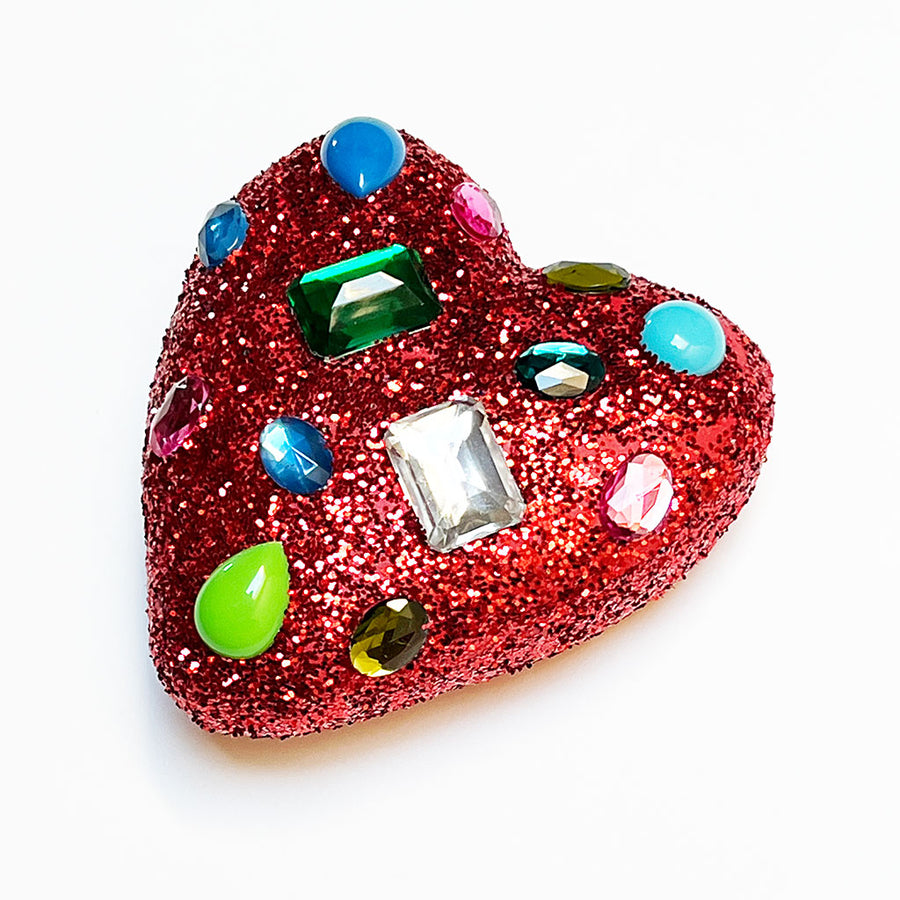 Gem Encrusted Heart Wall Art: Red