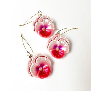 Pink Gem Pansy Glass Ornament