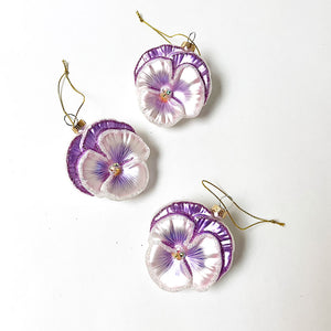 Purple Gem Pansy Glass Ornament