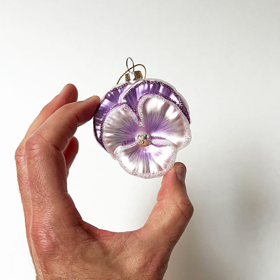 Purple Gem Pansy Glass Ornament