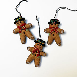 Stitched and Beaded Felt Gingerbread Man Ornament