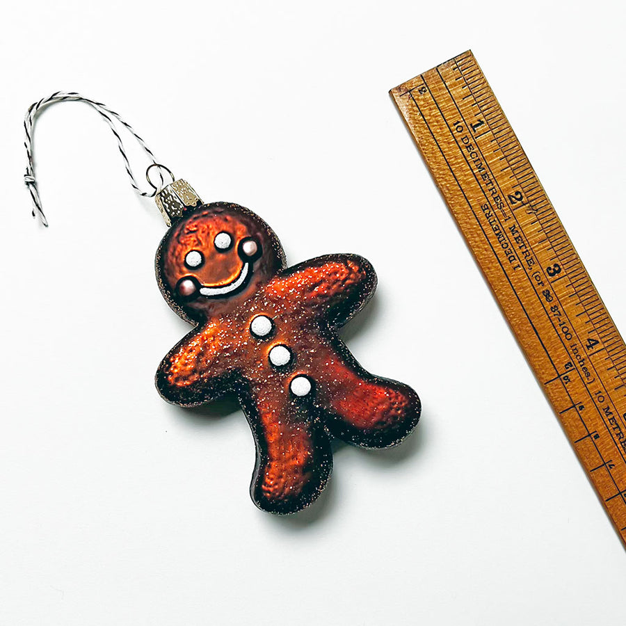 Glitter Gingerbread Man Glass Ornament