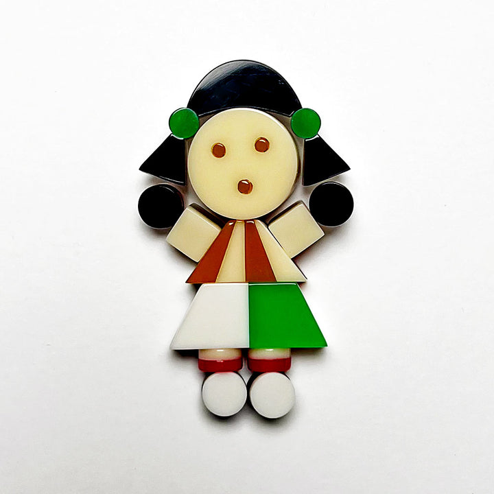 Multi-Color Polished Lucite Pin: Girl