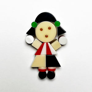 Multi-Color Polished Lucite Pin: Girl