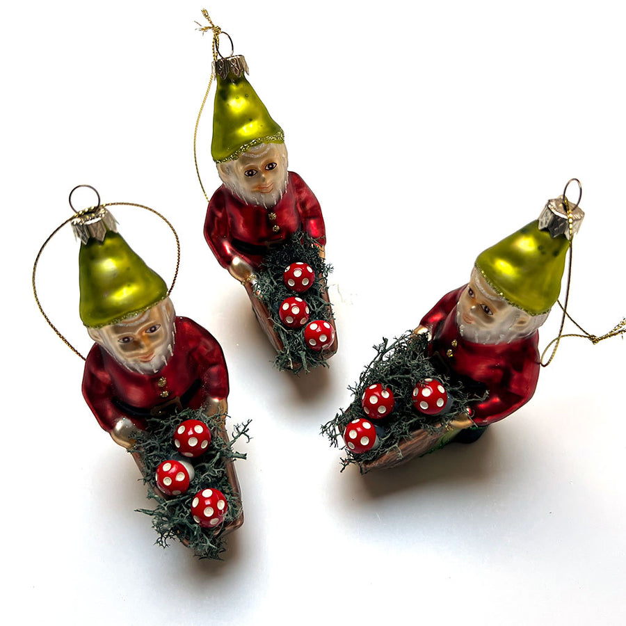 Gardening Gnome Glass Ornament