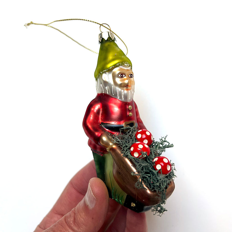 Gardening Gnome Glass Ornament