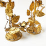 Mid-Century Metal Floral Toleware Candle Holders Made in Italy (Set of 2)