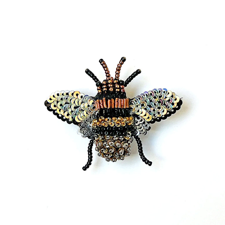 Golden Honey Bee Embroidered Pin by Trovelore