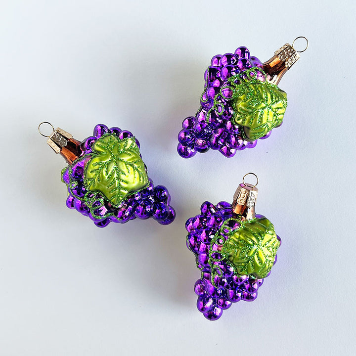 Purple Grape Cluster Glass Ornament