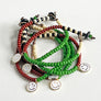 Happy Face Beaded Bracelet (Brown & Green)
