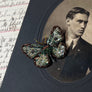 Beaded Lime Green Butterfly Embroidered Pin by Trovelore