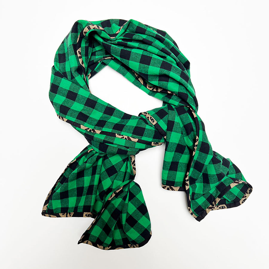 Green & Black Check Flannel Scarf