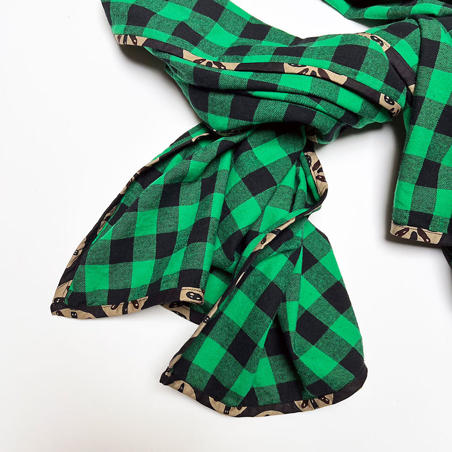 Green & Black Check Flannel Scarf