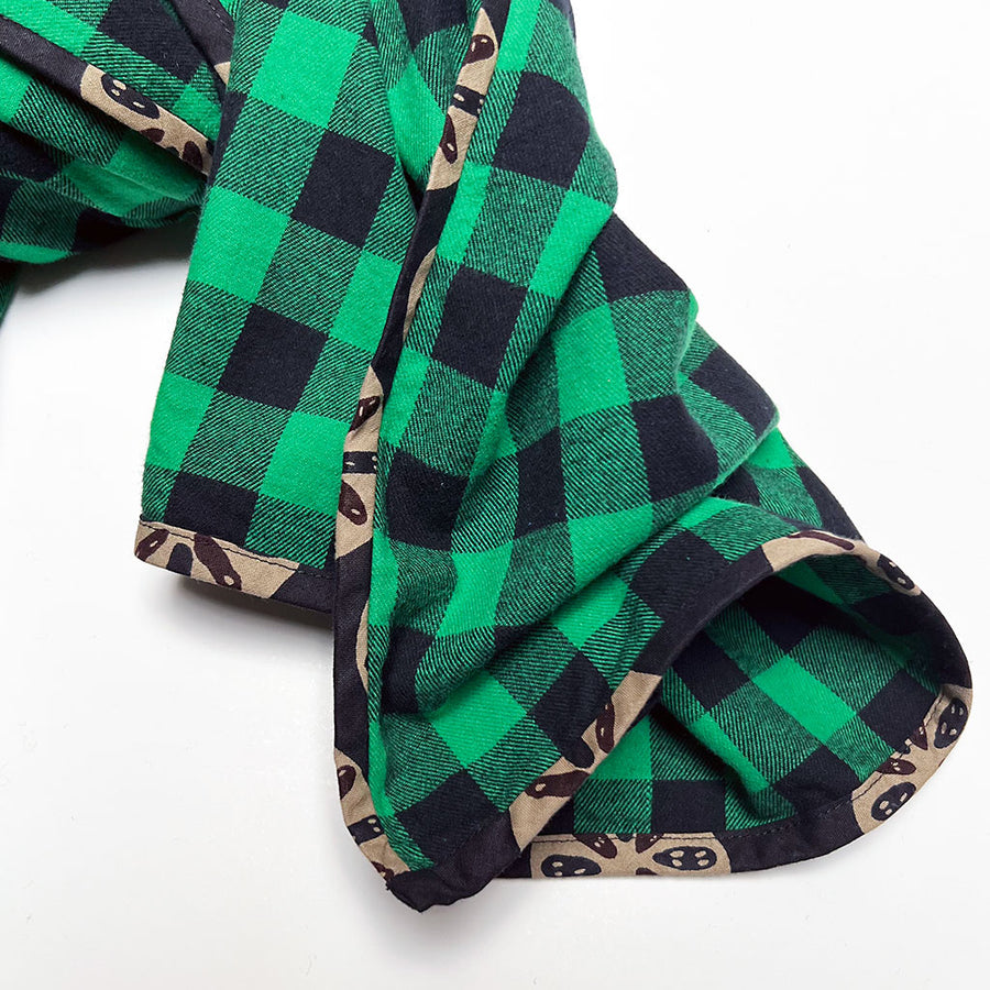 Green & Black Check Flannel Scarf
