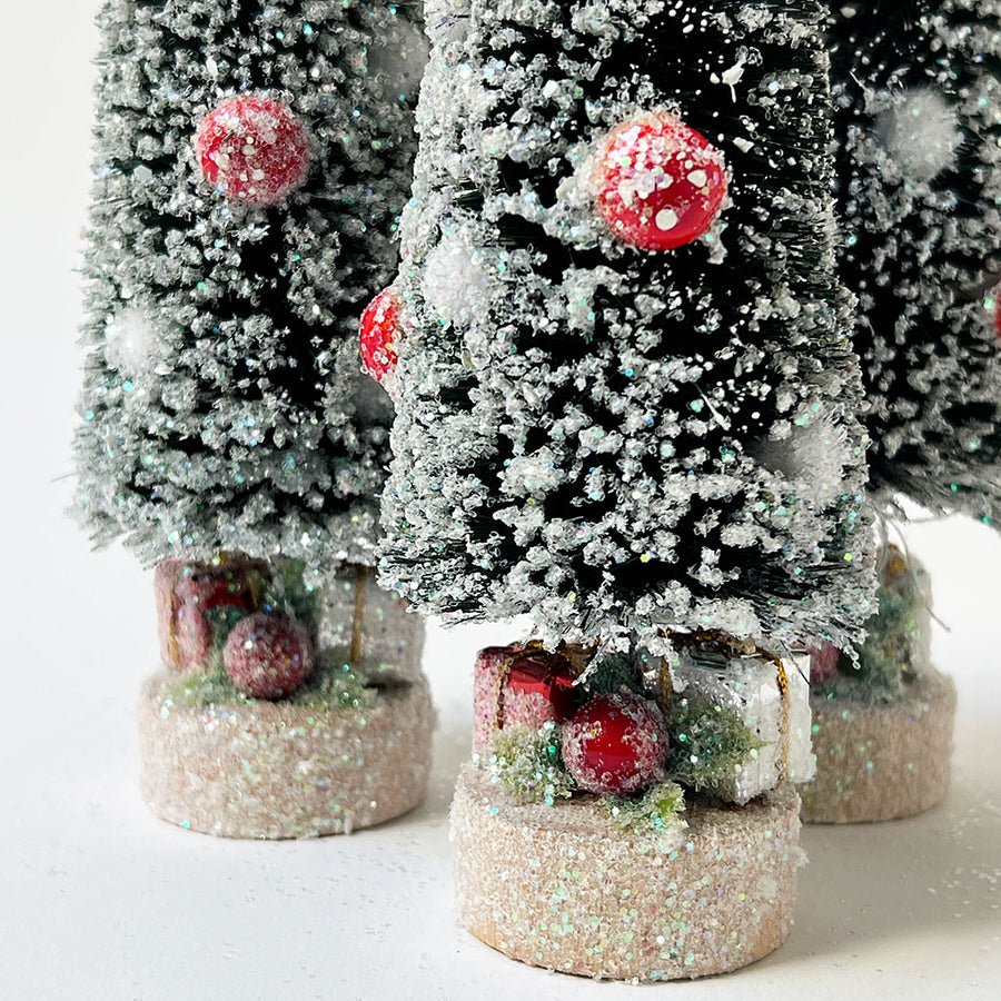 Sparkle Green Bristle Tree with Mushrooms: Medium