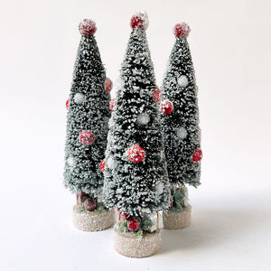 Sparkle Green Bristle Tree with Mushrooms: Medium