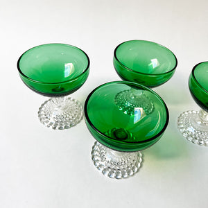 Vintage Drinking Glasses Green & Clear (Set of 4)