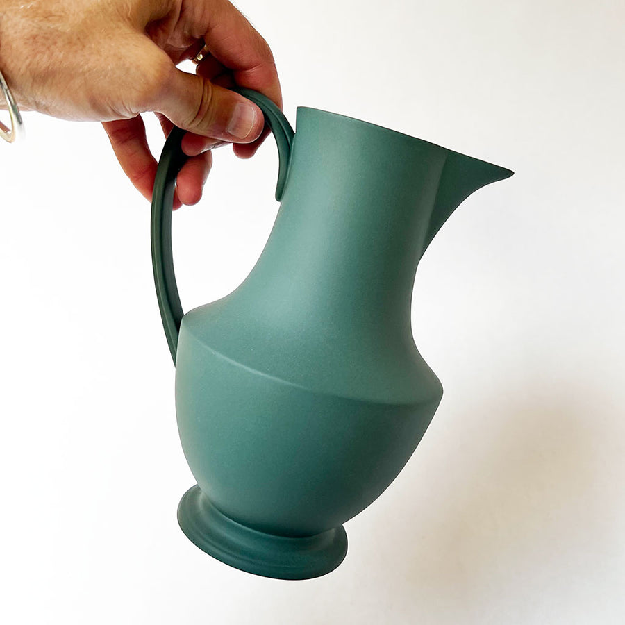 Medium Footed Ceramic Pitcher Hunter Green