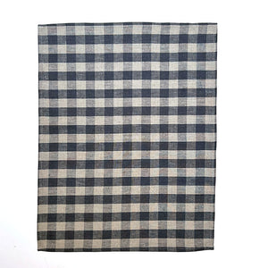 Big Check Linen Tea Towel in Grey